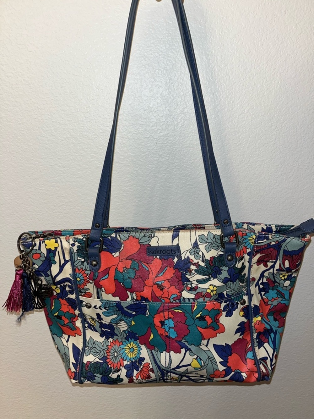 Sakroots Navy-Handled Floral Print Tote - Picture 3 of 10
